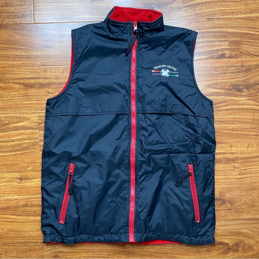 Princess Cruises Unisex Black Red Fleece Lined Zip Front Windbreaker Vest Size M